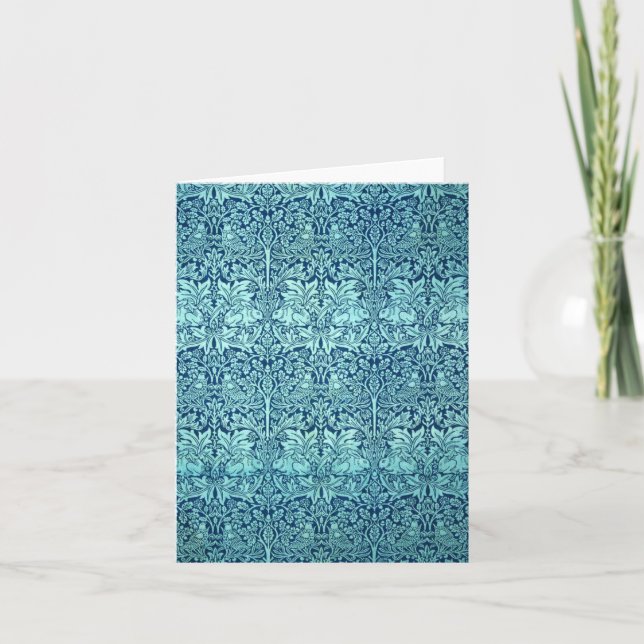 Carte William Morris Motif de lapin Brother en bleu (Devant)
