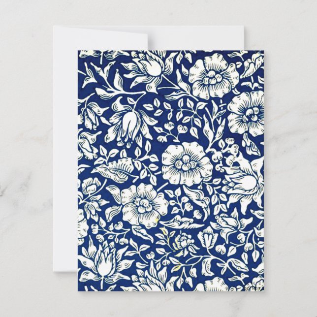 Carte William Morris - Motif floral bleu Mallow (Devant)