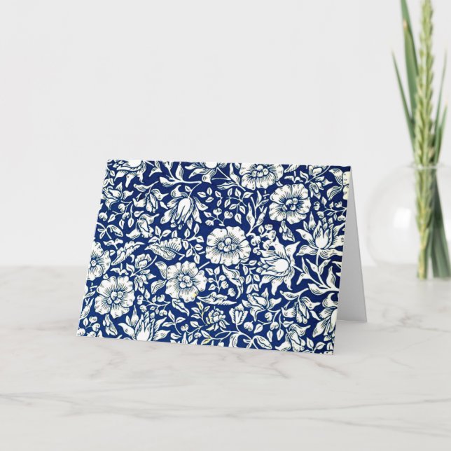 Carte William Morris - Motif floral bleu Mallow (Devant)