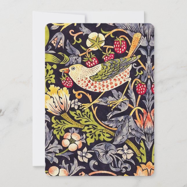 Carte William Morris Strawberry Thief Floral Art nouveau (Devant)
