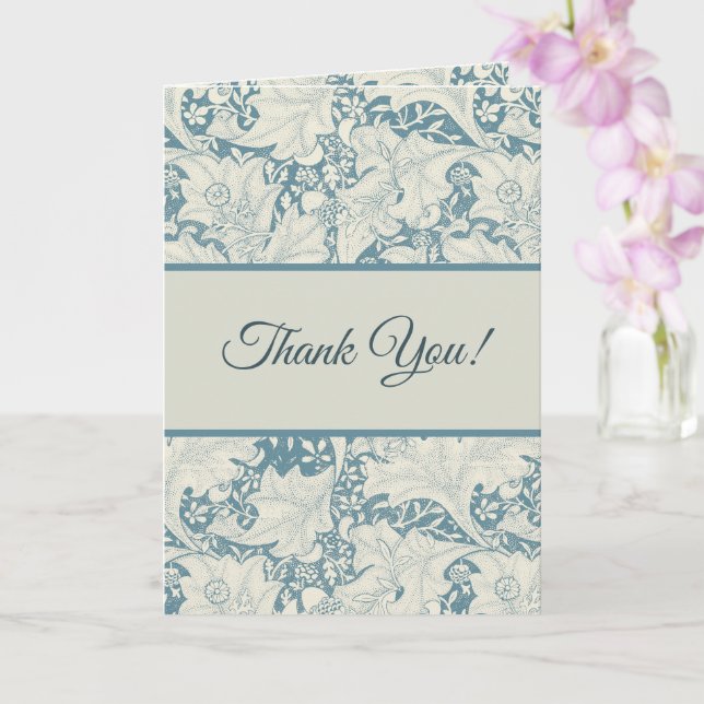 Carte William Morris Wallflower bleu damas floral (Orchidée)