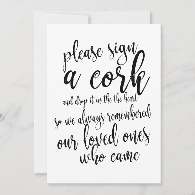 Carte Wine Cork Guest Book Signe Mariage abordable (Devant)