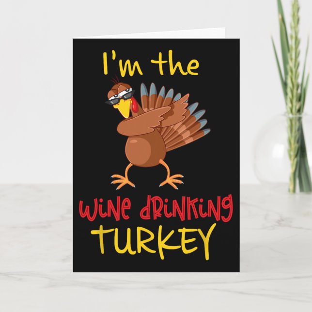 Carte Wine Drinking Turkey Matching Family Thanksgiving  (Devant)
