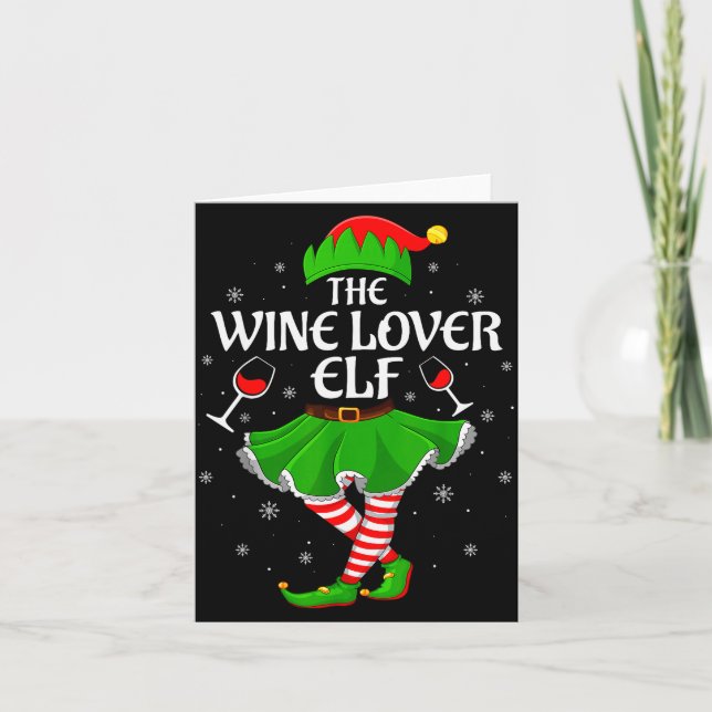 Carte Wine Lover Elf Christmas Family Girls Women Elf Sq (Devant)