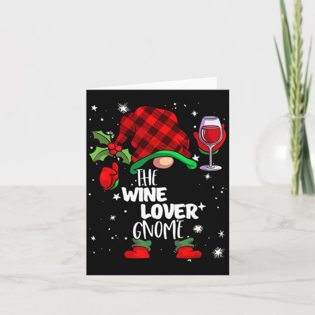 Carte Wine Lover Gnome Red Buffalo Plaid Matching Family (Devant)
