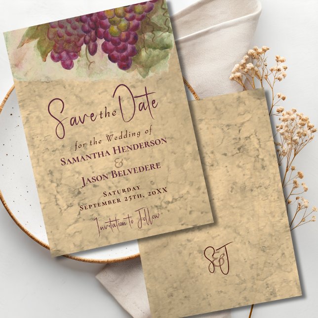 Carte Winery Wedding Save the Date Rustic Monogram (Créateur téléchargé)