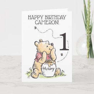 Carte Winnie l'aquarelle de l'ourson | Premier anniversa