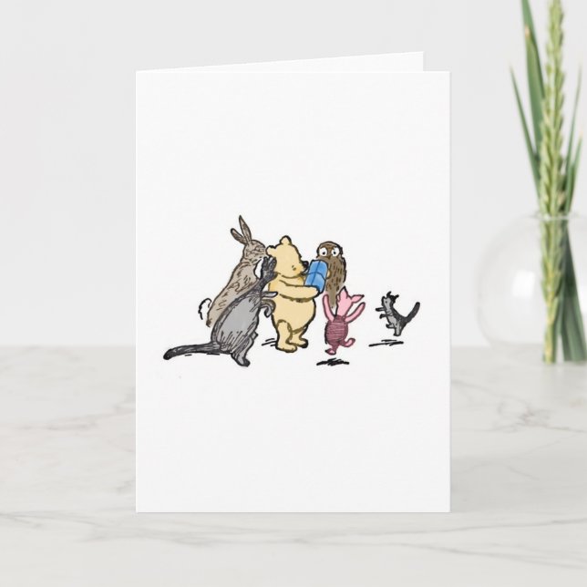 Carte Winnie l'Ooh et les amis Blue présent (Devant)