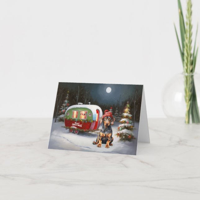 Carte Winter Doberman Caravan Christmas Adventure (Devant)