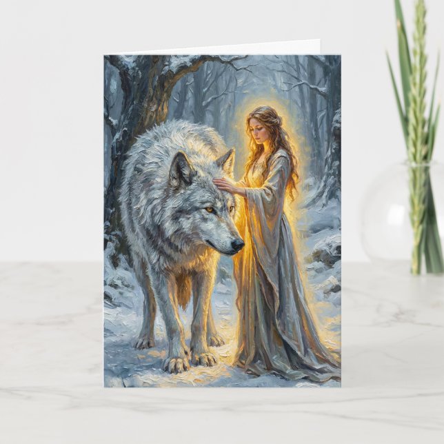 Carte Winter Goddess & White Wolf (Devant)