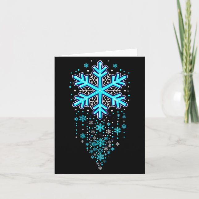 Carte Winter Holiday Apparel - Blue Snowflake Cascade, I (Devant)