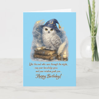Carte Wisdom & Knowledge Snow Owl Happy Birthday Card
