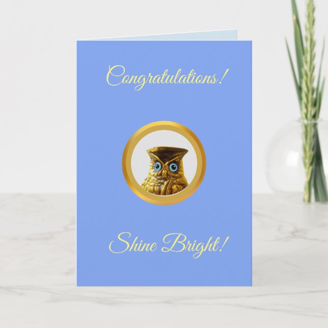 Carte Wise Owl on Light Blue Félicitations (Devant)