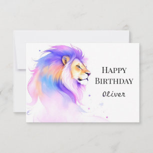Carte Wish Whimsical Elegant Lion Anniversaire