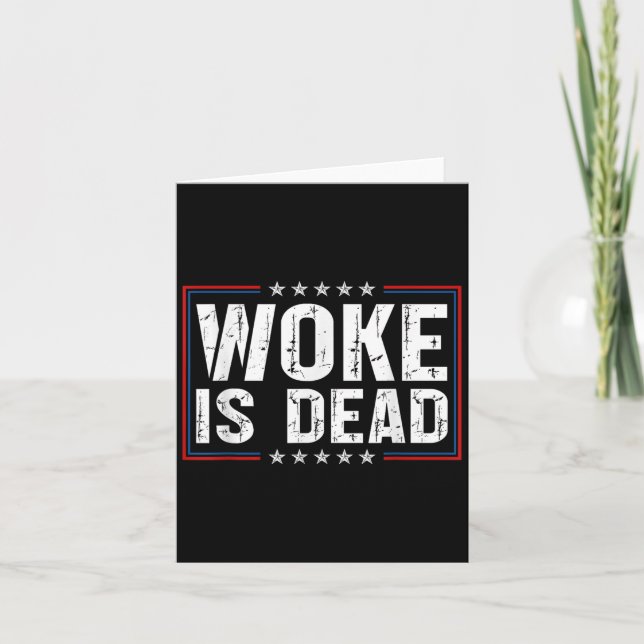 Carte Woke est mort slogan drôle citation de mème drôle  (Devant)