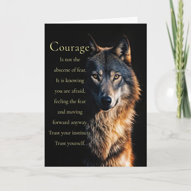 Carte Wolf Encouragement Courage inspiré (Devant)