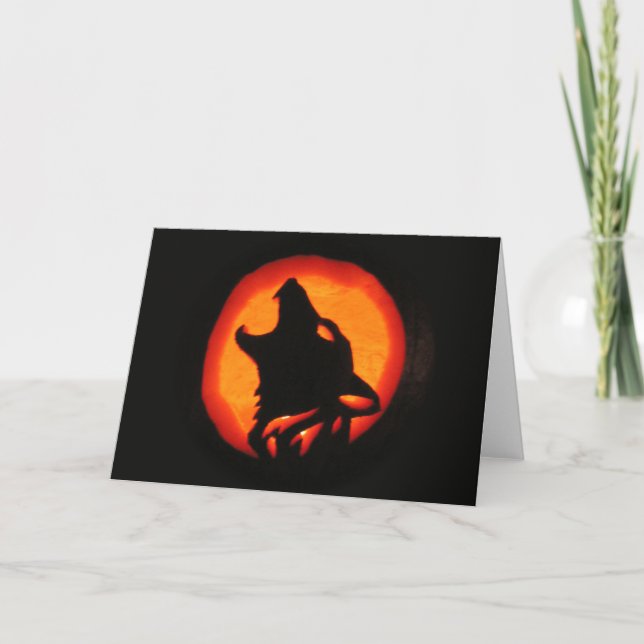 Carte Wolf Howling d'Halloween (Devant)