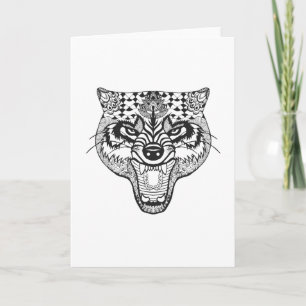 Carte Wolf inspiré par Zentangle