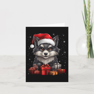 Carte Wolf Santa Claus Casquette Noël Neige Noël Noël No