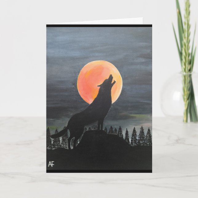 Carte Wolf Silhouette Peinture par Alfred Fox (Devant)