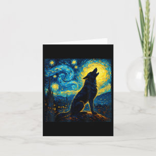Carte Wolf Starry Night HowHowling Lune Dons Drôle Pour