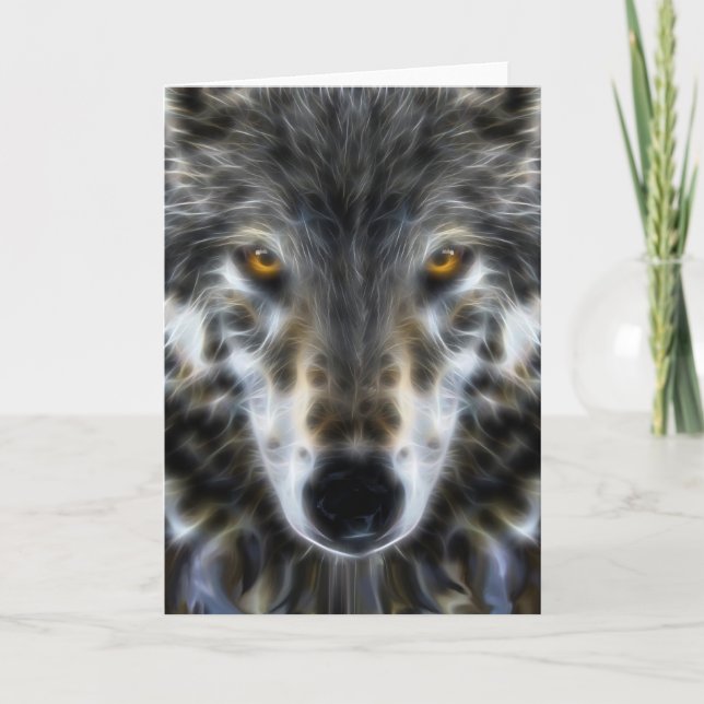 Carte Wolf Woodland Portrait inspirant (Devant)