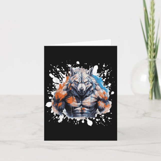 Carte Wolf Workout Gym Fighter Bodybuilder  (Devant)
