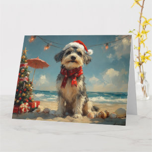 Carte Wolfhound Chien Noël Plage Vintage