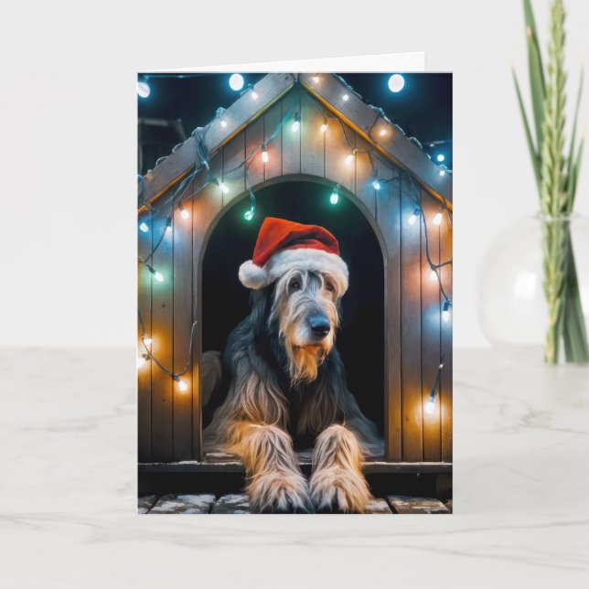 Carte Wolfhound irlandais de Noël dans une niche (Devant)