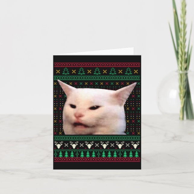 Carte Woman Yelling At A Cat Ugly X-mas Sweaters Funny M (Devant)
