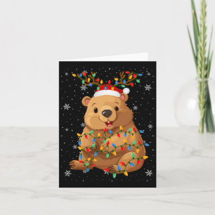Carte Wombat Animal Santa Hat Ugly Christmas Tree Lumièr