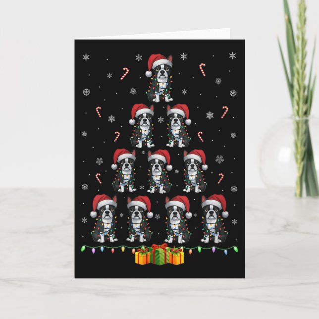 Carte Womens Boston Terrier Santa Hat Xmas Light Men Wom (Devant)