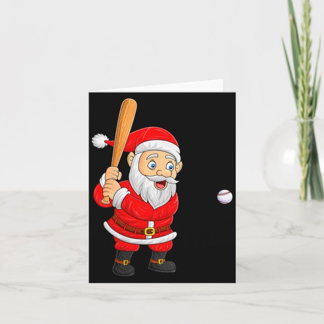 Carte Womens Christmas Santa Playing Baseball Xmas Funny (Devant)