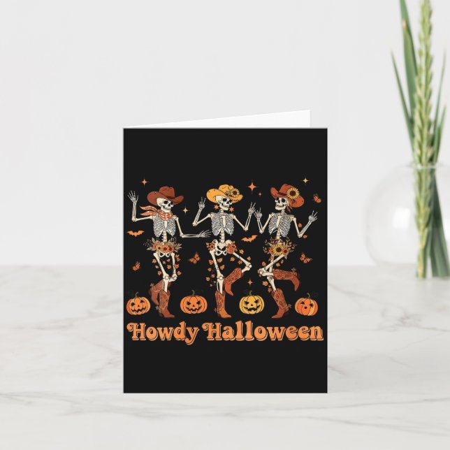 Carte Womens Howdy Halloween Cowboy Cowgirl Skeleton Dan (Devant)