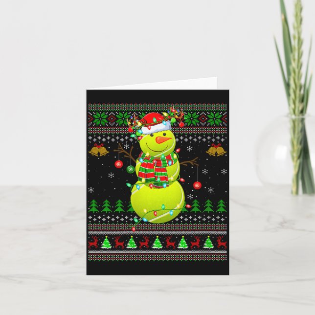 Carte Womens Tennis Ball Snowman Ugly Christmas Sweaters (Devant)