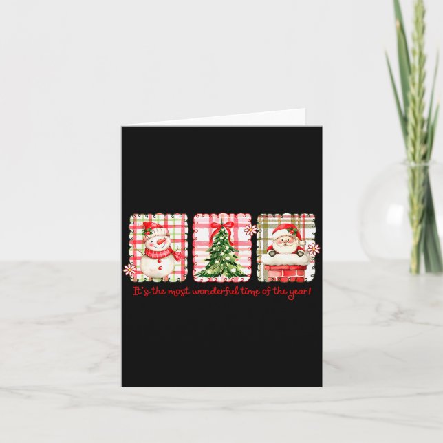 Carte Wonderful Time Of Year Merry Xmas Santa Snowman Xm (Devant)