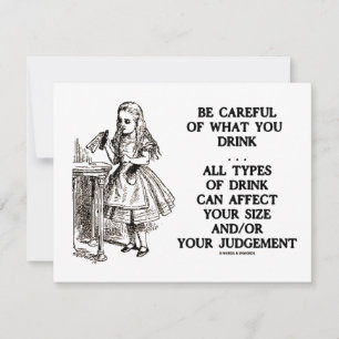 Carte Wonderland Fais Attention à Ce Que Tu Bois (Alice)