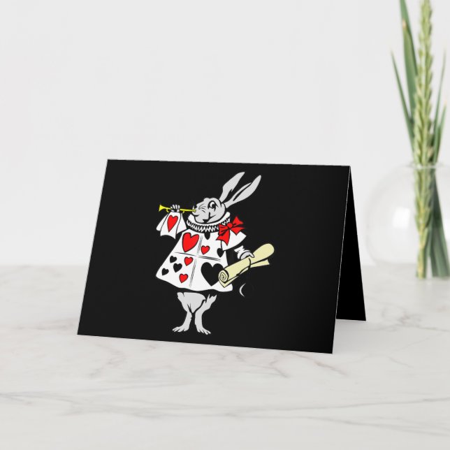 Carte Wonderland Rabbit Lapin de Pâques Jouer de la musi (Devant)