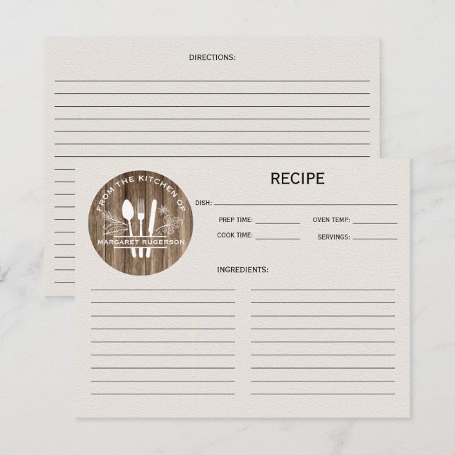 Carte Woodgrain de la cuisine de Monogram Recette (Devant / Derrière)