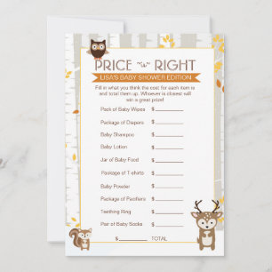 Carte Woodland Automne / Baby shower d'hiver Jeu de prix