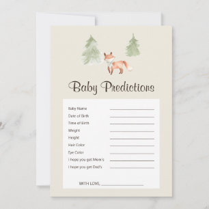 Carte Woodland Fox Baby shower Baby Predictions Jeu