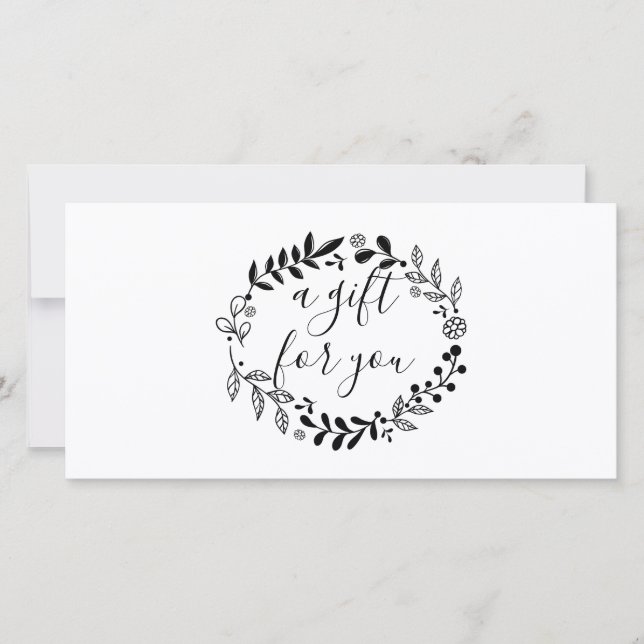 Carte Woodland Garland Certificat cadeau noir et blanc (Devant)