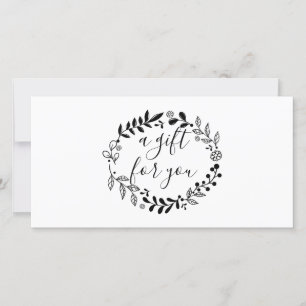 Carte Woodland Garland Certificat cadeau noir et blanc