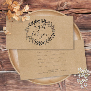 Carte Woodland Garland Rustic Kraft Certificat cadeau