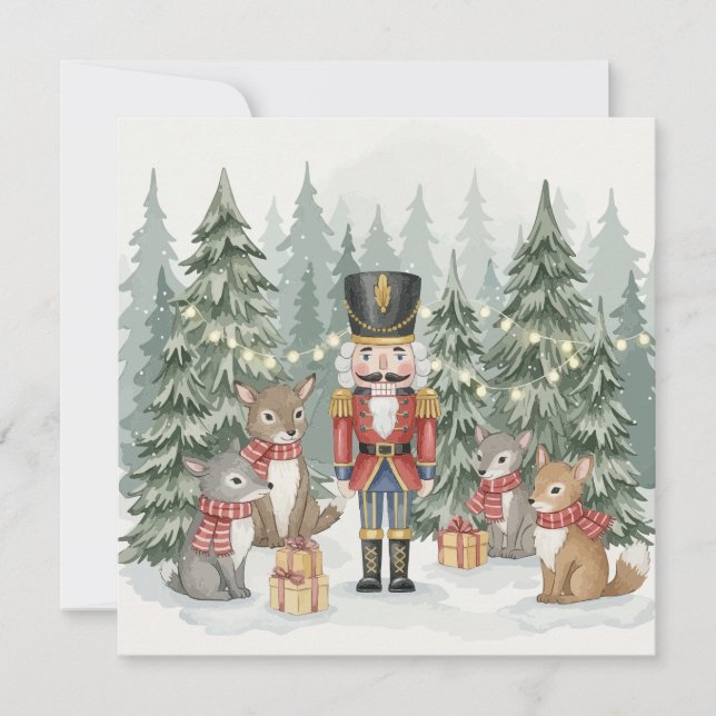 Carte Woodland Nutcracker Watercolor Christmas Card  (Devant)