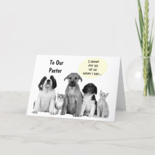 CARTE WOOF WOOF, À NOTRE PASTEUR À L'ANNIVERSAIRE