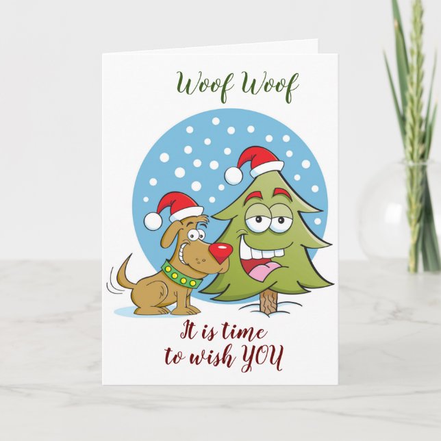 CARTE WOOF WOOF SIGNIFIE "TRÈS JOYEUX NOËL" (Devant)