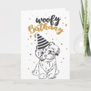 Carte Woofday Anniversaire Maltais mignonne Chiot Croqui