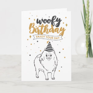 Carte Woofday Anniversaire Pomeranian mite Puppy croquis