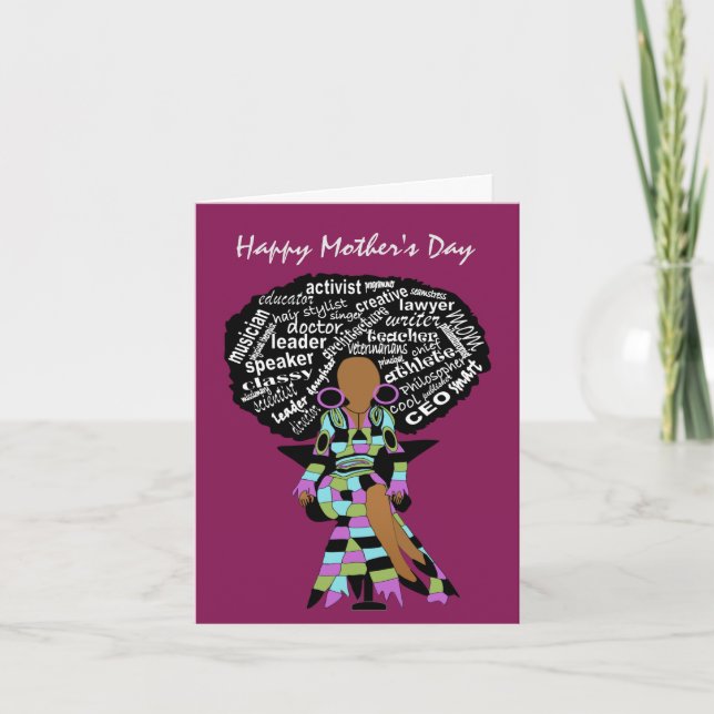 Carte Word Art Afro Lady Fête des mères afro-américaines (Devant)